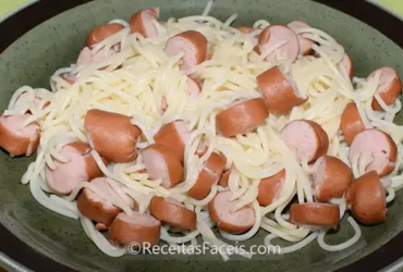 receita de esparguete com salsichas